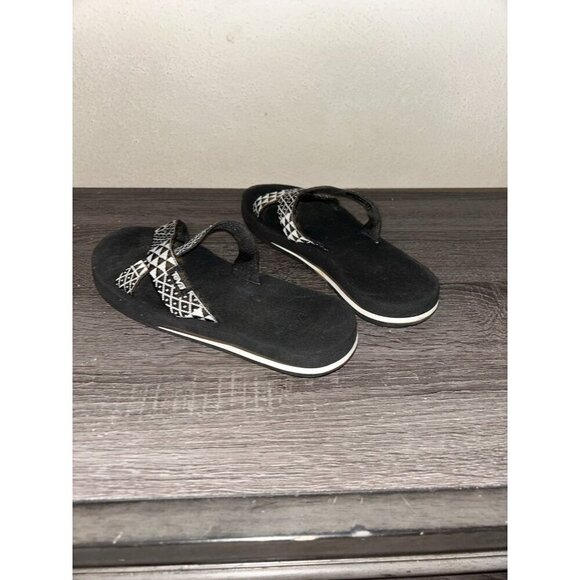 Teva Mush Kalea Black & White Geometric Print Boho Thong Sandals Women’s Size 7 - Picture 4 of 6